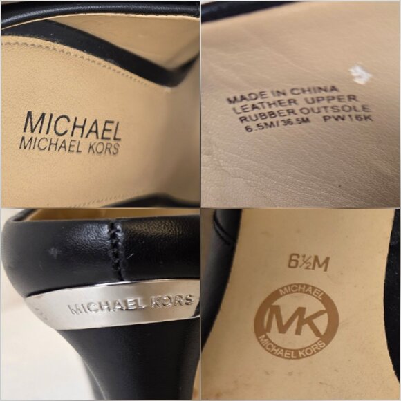 MICHAEL Michael Kors Shaw Black Leather Mule Peep Toe Block Heel Sandals - 6.5 - Picture 15 of 15